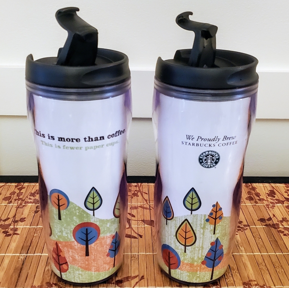 Starbucks 2008 / 2009 Trees 16 oz. Insulated Drink Tumbler - Set of 2